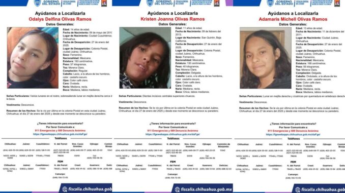 Buscan a tres menores desaparecidas en la colonia Postal
