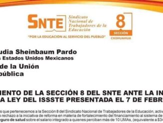 Sección 8 del SNTE rechaza reforma al ISSSTE
