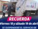 ¡Recuerda! El servicio de recolección de basura se suspenderá este 18 y 19 de abril