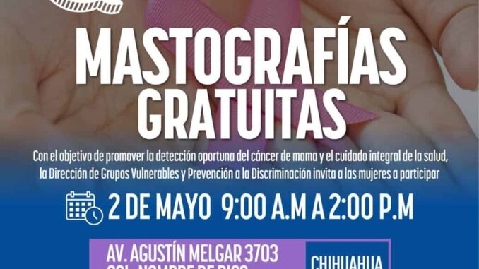 Invitan a mujeres a aprovechar mastografías gratuitas en oficinas de Grupos Vulnerables