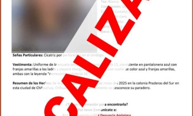 Localiza FEM a adolescente con reporte de ausencia en Chihuahua