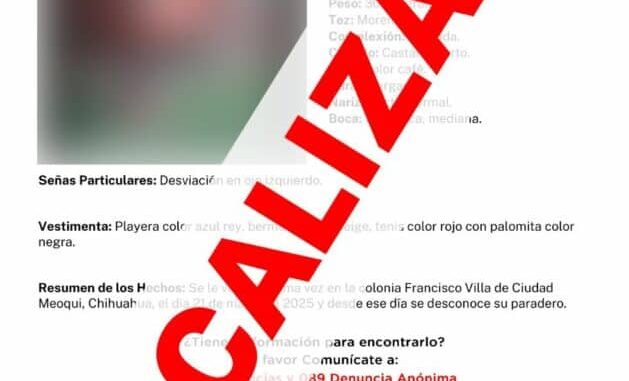 Localizan sano y salvo a niño desaparecido en Meoqui